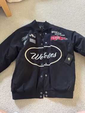 Darc Sport Black Wolves Worldwide Bomber Jacket with White Embroidery
